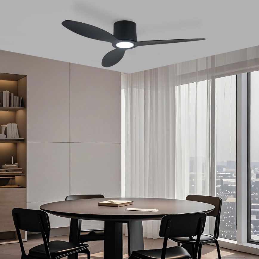 ZEVENTI - LED-dimmbarer Deckenventilator VENTORA LED/24W/230V 3000/4000/6000K Wi-Fi Tuya schwarz + Fernbedienung