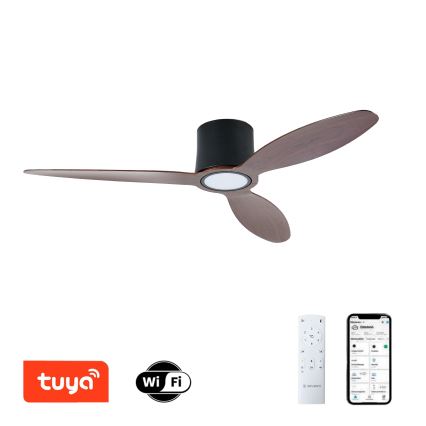 ZEVENTI - LED dimmbarer Deckenventilator VENTORA LED/24W/230V 3000/4000/6000K Wi-Fi Tuya schwarz/walnuss + Fernbedienung