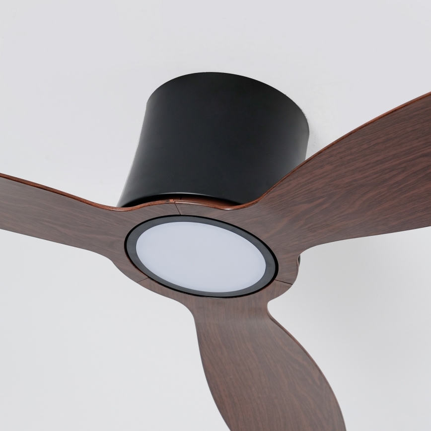 ZEVENTI - LED dimmbarer Deckenventilator VENTORA LED/24W/230V 3000/4000/6000K Wi-Fi Tuya schwarz/walnuss + Fernbedienung