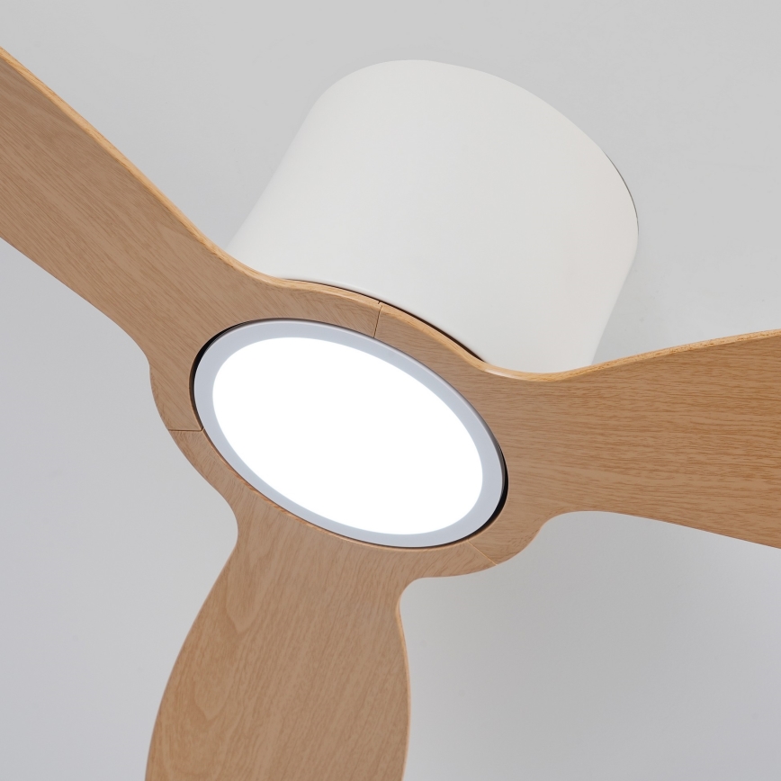 ZEVENTI - LED dimmbarer Deckenventilator VENTORA LED/24W/230V 3000/4000/6000K Wi-Fi Tuya weiß/Eiche + Fernbedienung