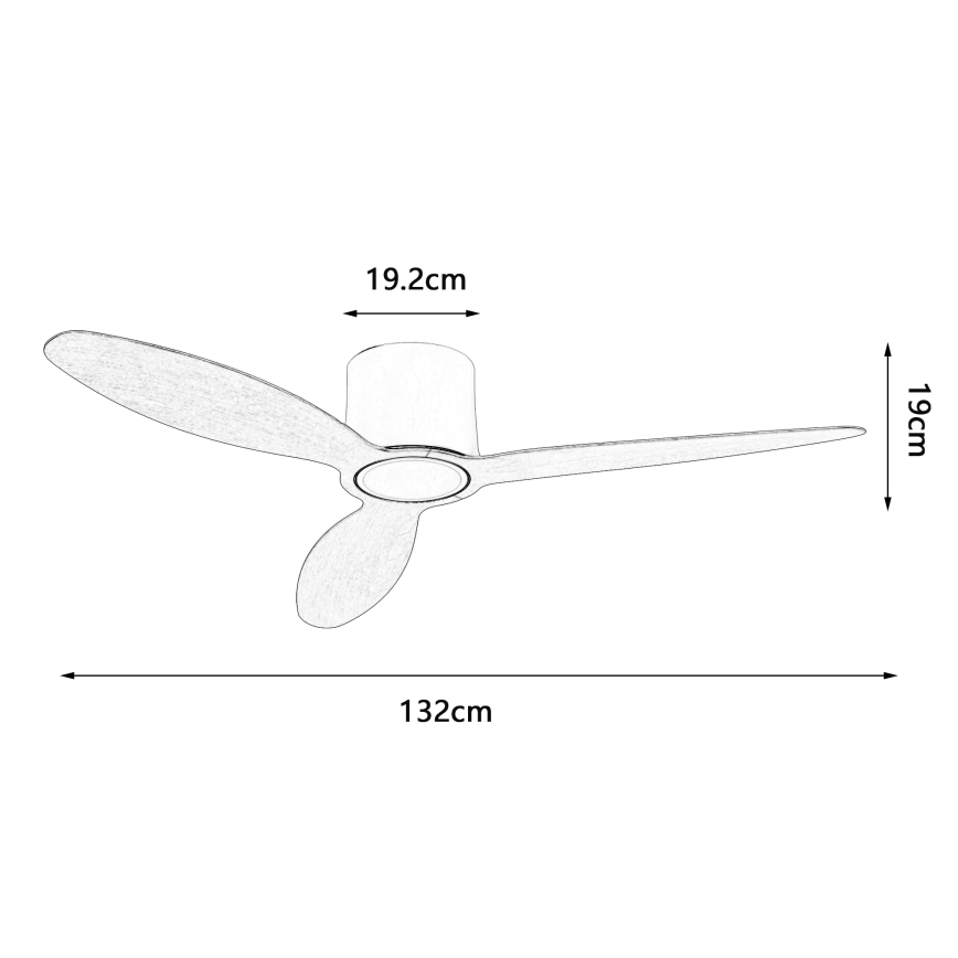ZEVENTI - LED dimmbarer Deckenventilator VENTORA LED/24W/230V 3000/4000/6000K Wi-Fi Tuya weiß/Eiche + Fernbedienung