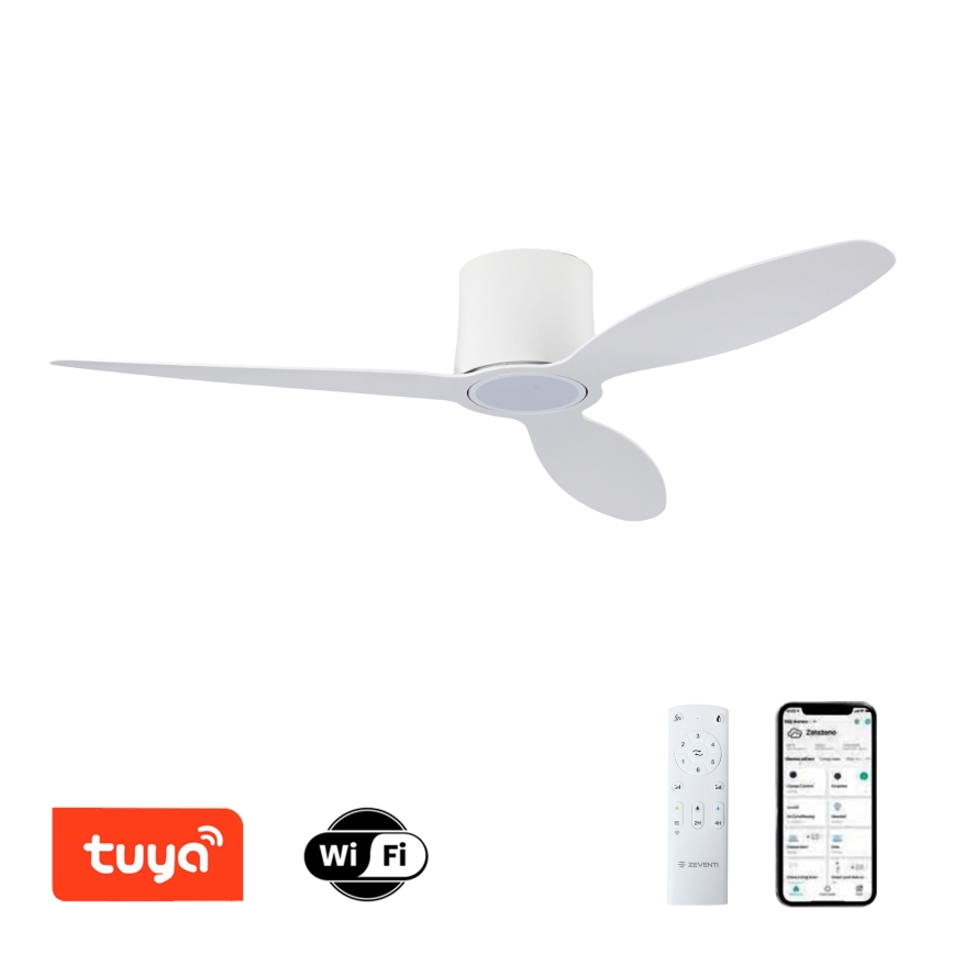 ZEVENTI - LED-dimmbarer Deckenventilator VENTORA LED/24W/230V 3000/4000/6000K Wi-Fi Tuya weiß + Fernbedienung
