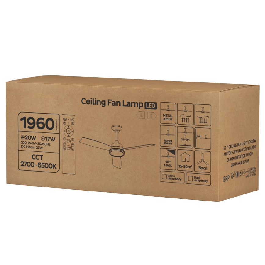 ZEVENTI - LED dimmbarer Deckenventilator ULUWATU LED/20W/230V 2700-6500K 132 cm braun + Fernbedienung