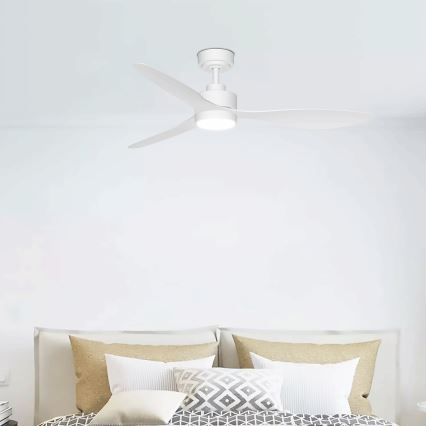 ZEVENTI - Dimmbarer LED-Deckenventilator ULUWATU LED/20W/230V 2700-6500K 132cm weiß + Fernbedienung