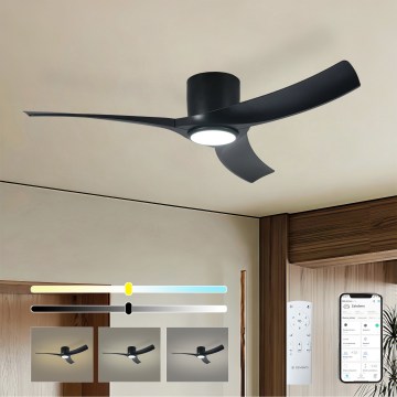 ZEVENTI - LED-dimmbarer Deckenventilator ORBITO LED/24W/230V 3000/4000/6000K Wi-Fi Tuya schwarz + Fernbedienung