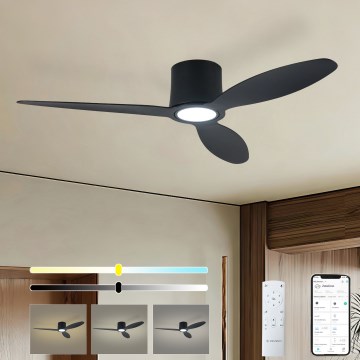 ZEVENTI - LED-dimmbarer Deckenventilator VENTORA LED/24W/230V 3000/4000/6000K Wi-Fi Tuya schwarz + Fernbedienung