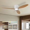 ZEVENTI - LED dimmbarer Deckenventilator VENTORA LED/24W/230V 3000/4000/6000K Wi-Fi Tuya weiß/Eiche + Fernbedienung