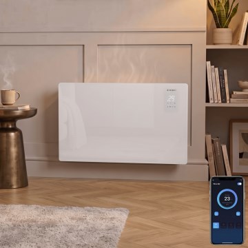ZEVENTI - Smarter wandhängender elektrischer Direktheizer/Konvektor mit LCD-Display 1000/2000W/230V Wi-Fi weiß