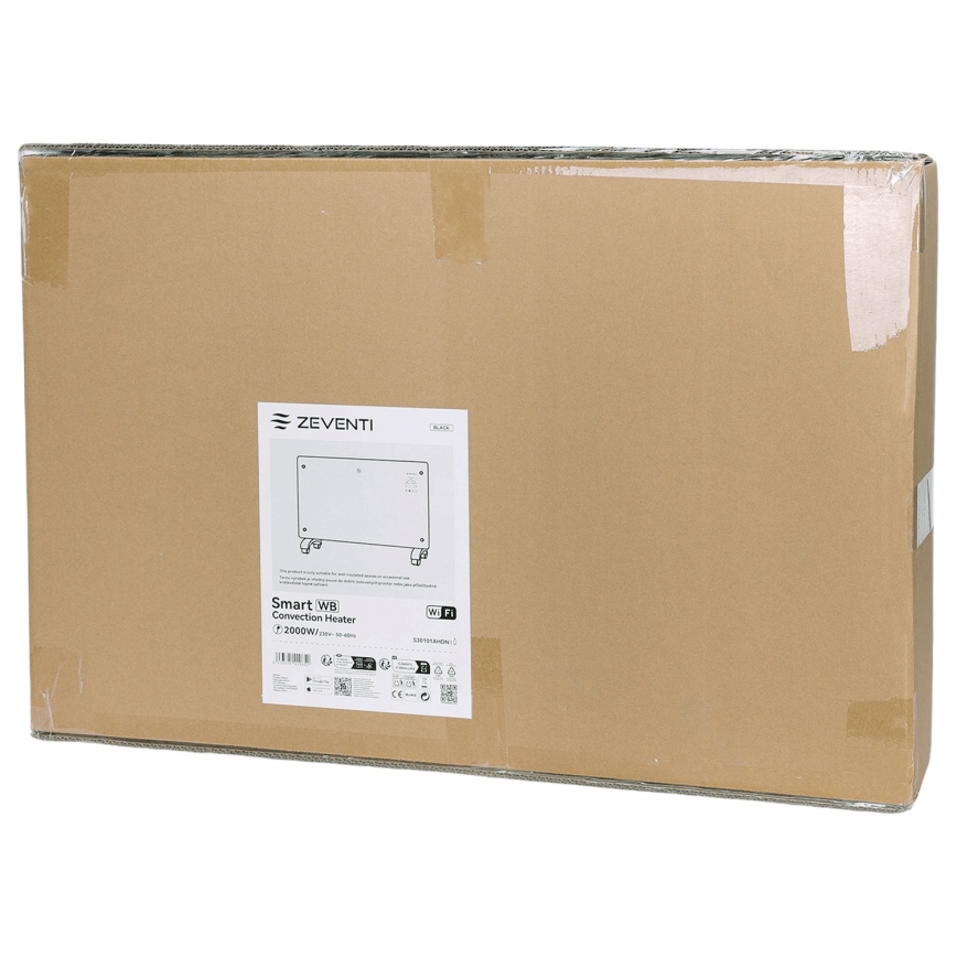ZEVENTI - Smart wandmontierter elektrischer Direktheizer/Konvektor mit LCD-Display 1000/2000W/230V Wi-Fi schwarz