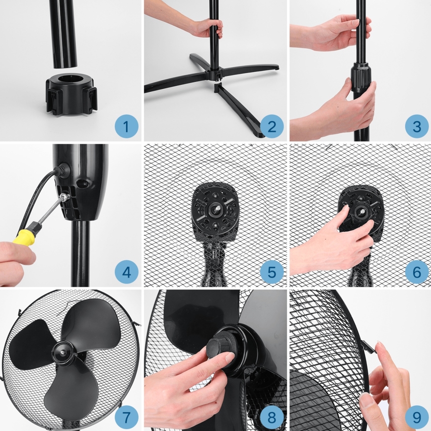 ZEVENTI - Standventilator 40 W / 230 V, Ø 40 cm, schwarz
