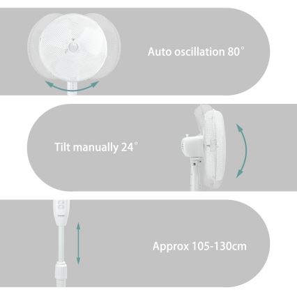 ZEVENTI - Standventilator FLOW 40W/230V weiß