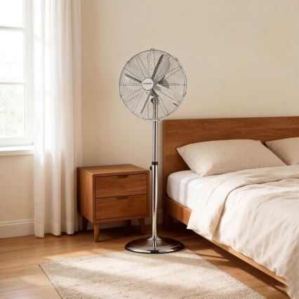 ZEVENTI - Standventilator FLOW 50W/230V, Ø 45 cm, glänzender Chrom