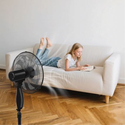 ZEVENTI - Standventilator FLOW 55W/230V 130 cm schwarz + Fernbedienung