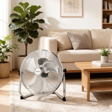 ZEVENTI - Standventilator FLOW 60W/230V 44,5 cm Hochglanz-Chrom