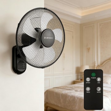 ZEVENTI - Wandventilator FANNY 45W/230V Ø 41 cm schwarz + Fernbedienung