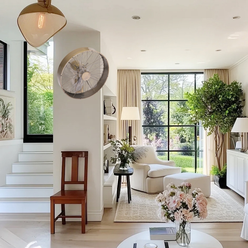 ZEVENTI - Wandventilator FANNY 50W/230V Ø 45 cm bronzefarben + Fernbedienung