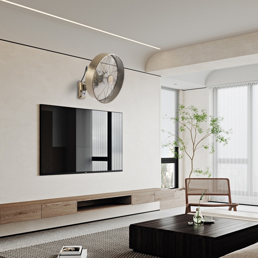 ZEVENTI - Wandventilator FANNY 50W/230V Ø 45 cm bronzefarben + Fernbedienung