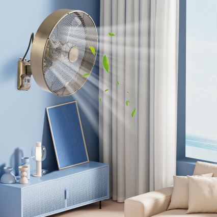ZEVENTI - Wandventilator FANNY 50W/230V Ø 45 cm bronzefarben + Fernbedienung