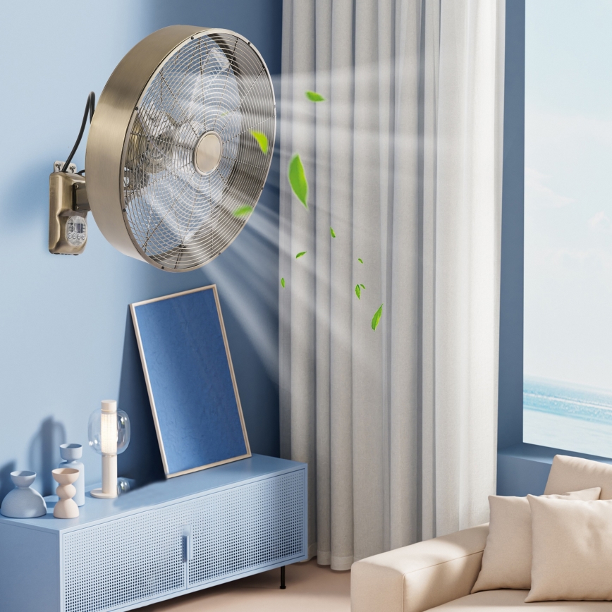ZEVENTI - Wandventilator FANNY 50W/230V Ø 45 cm bronzefarben + Fernbedienung