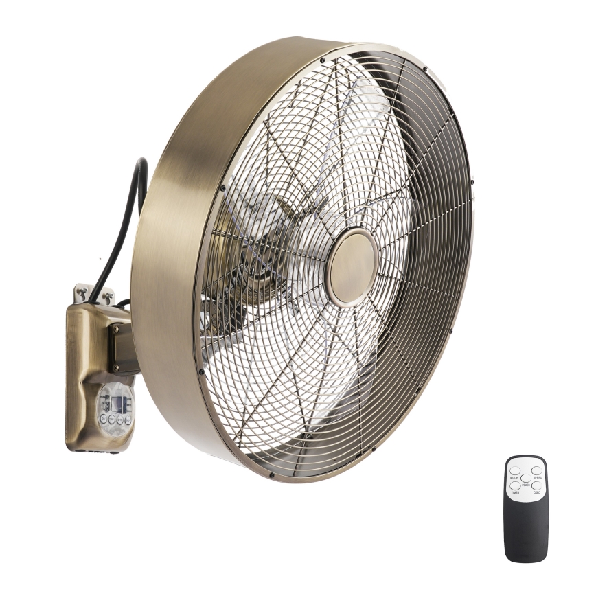 ZEVENTI - Wandventilator FANNY 50W/230V Ø 45 cm bronzefarben + Fernbedienung