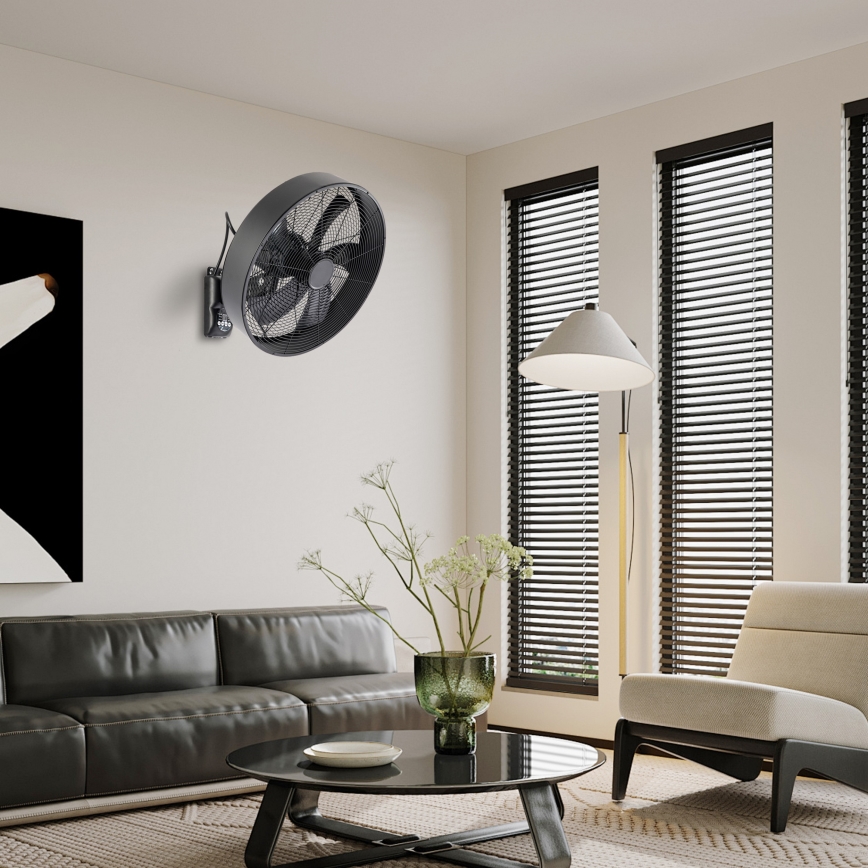 ZEVENTI - Wandventilator FANNY 50W/230V schwarz + Fernbedienung