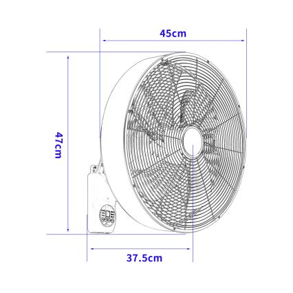 ZEVENTI - Wandventilator FANNY 50W/230V schwarz + Fernbedienung