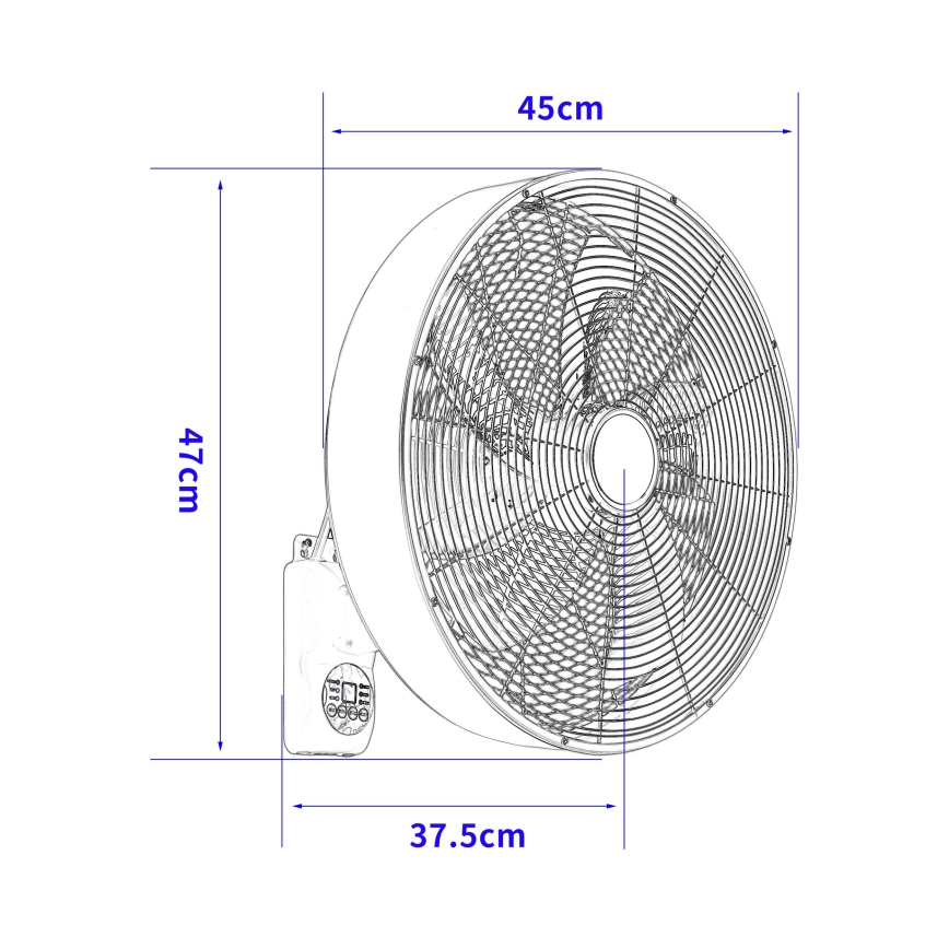 ZEVENTI - Wandventilator FANNY 50W/230V schwarz + Fernbedienung