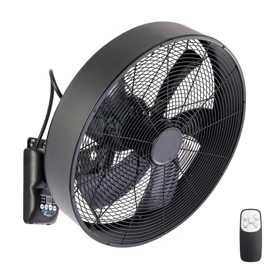 ZEVENTI - Wandventilator FANNY 50W/230V Ø 45 cm schwarz + Fernbedienung