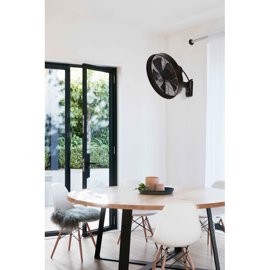 ZEVENTI - Wandventilator FREEZE 50W/230V d 40 cm schwarz/braun + Fernbedienung