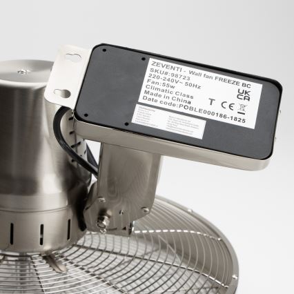 ZEVENTI - Wandventilator FREEZE 50W/230V Ø 45 cm mattchrom + Fernbedienung