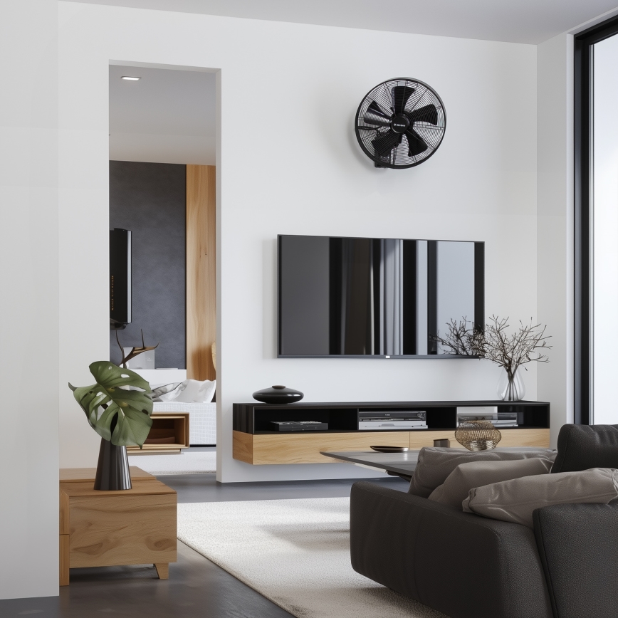 ZEVENTI - Wandventilator FREEZE 50W/230V Ø 45 cm schwarz + Fernbedienung