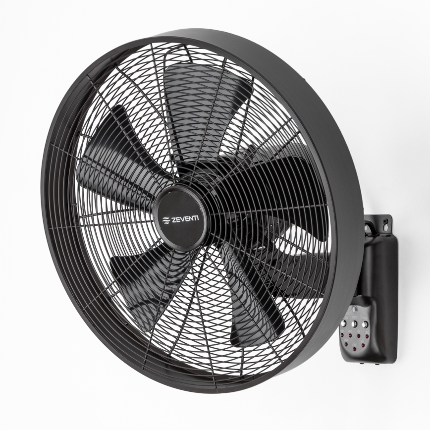 ZEVENTI - Wandventilator FREEZE 50W/230V Ø 45 cm schwarz + Fernbedienung