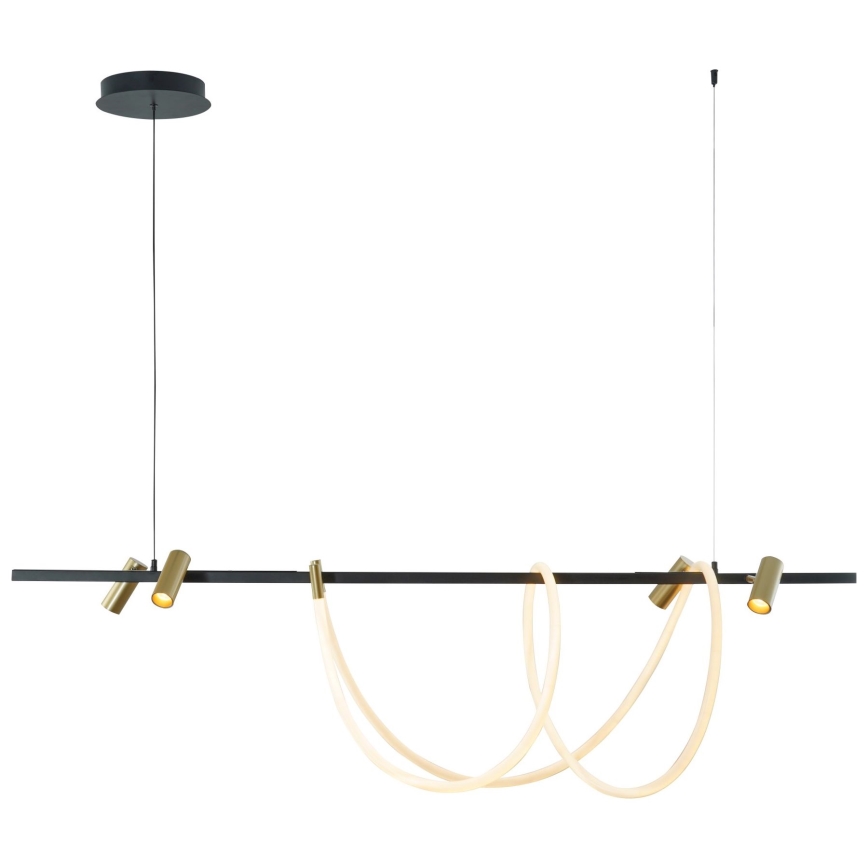 Zuma Line - LED dimmbarer Kronleuchter an Seil LED/60W + LED/7,5W/230V 2700-6000K schwarz/gold + Fernbedienung
