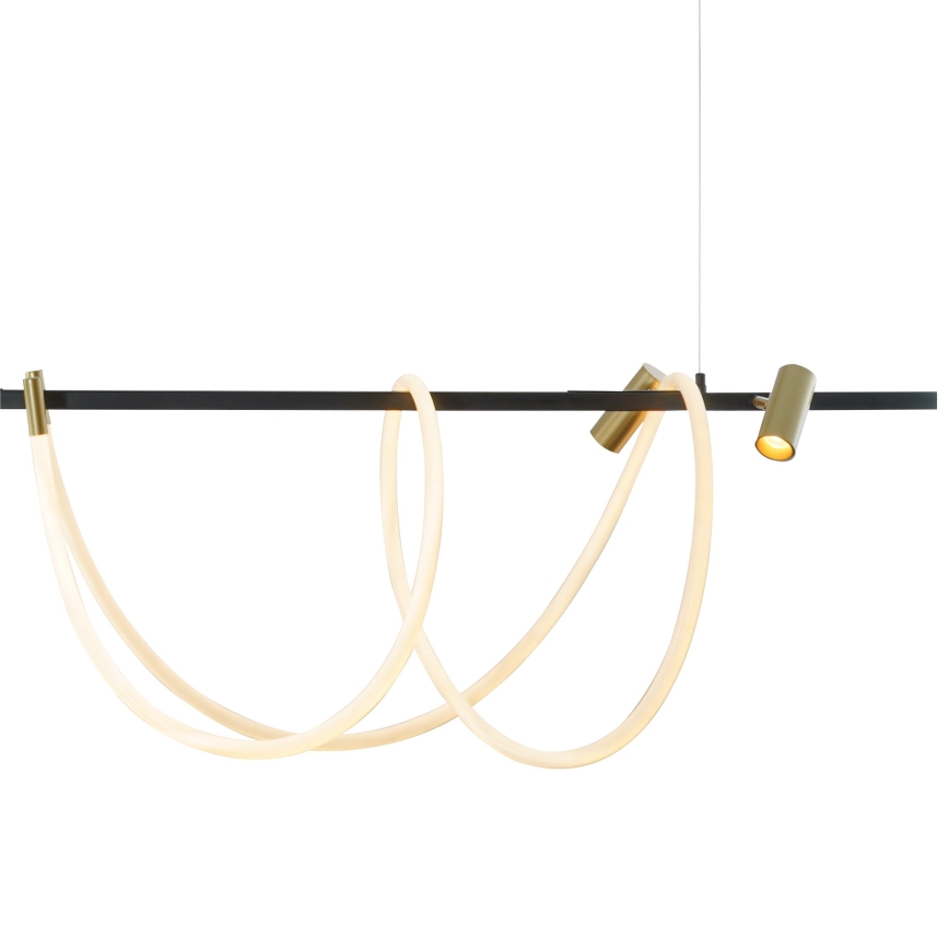 Zuma Line - LED dimmbarer Kronleuchter an Seil LED/60W + LED/7,5W/230V 2700-6000K schwarz/gold + Fernbedienung