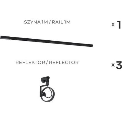Zuma Line - Spotleuchte im Schienensystem 3xGU10/15W/230V schwarz