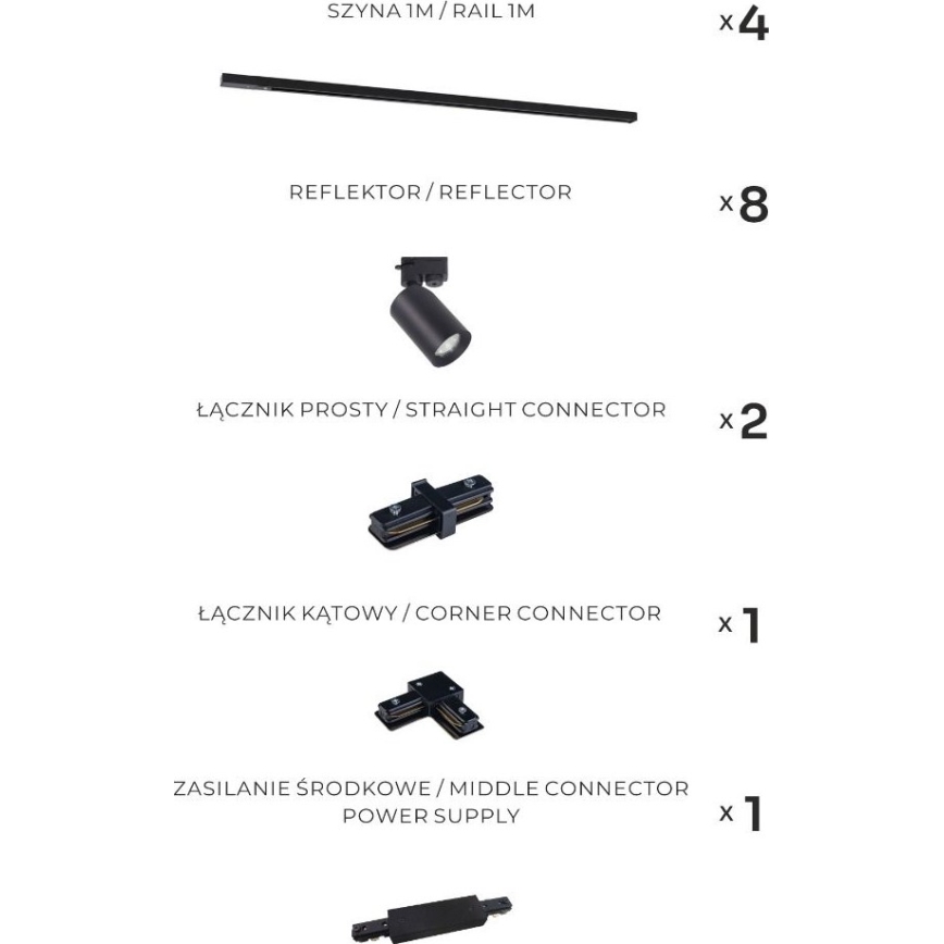 Zuma Line - Schienenspot 8xGU10/35W/230V schwarz