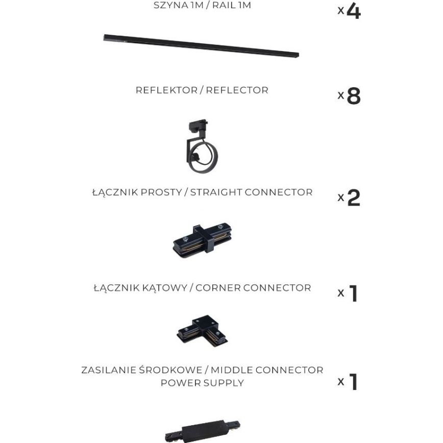 Zuma Line - Schienenstrahler für Schienensystem 8xGU10/15W/230V, schwarz