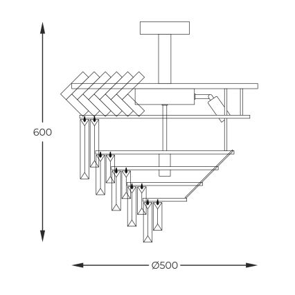 Zuma Line - Kronleuchter an Stange 9xE14/40W/230V golden