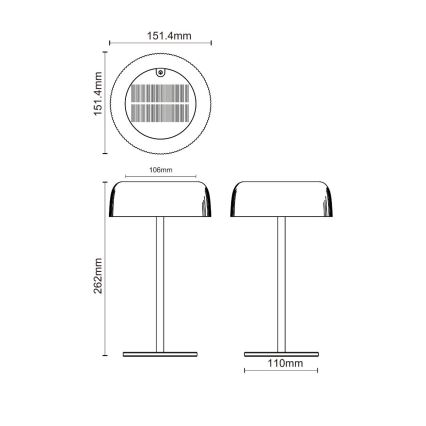 Zuma Line - Dimmbare, aufladbare LED-Solar-Tischleuchte LED/2,5W/2000 mAh IP44 schwarz