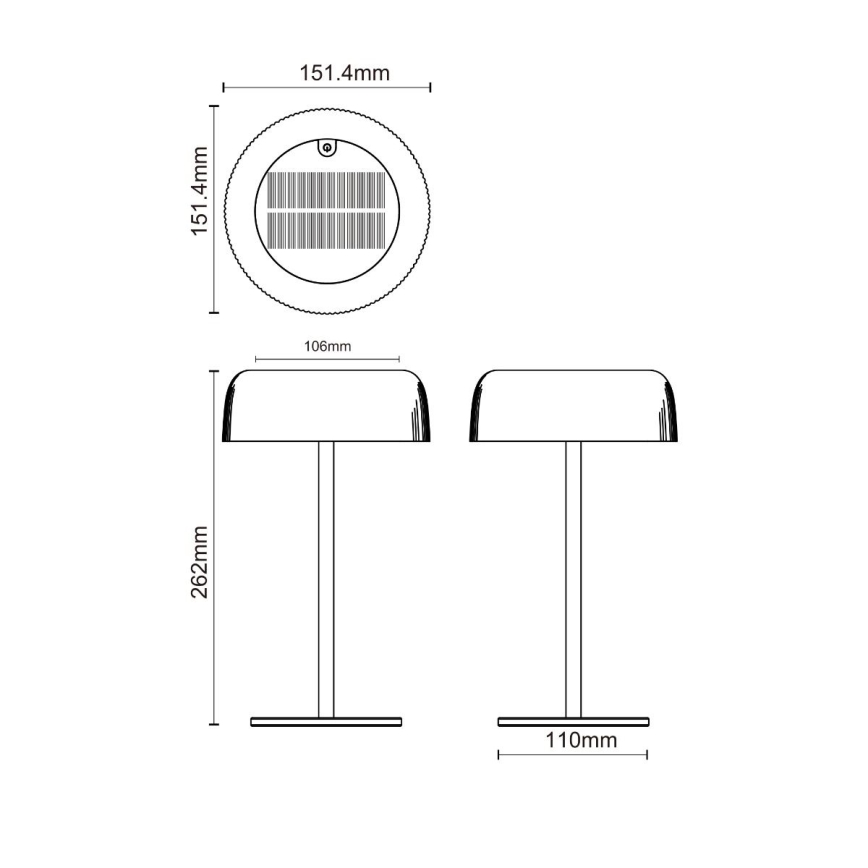 Zuma Line - Dimmbare, aufladbare LED-Solar-Tischleuchte LED/2,5W/2000 mAh IP44 schwarz