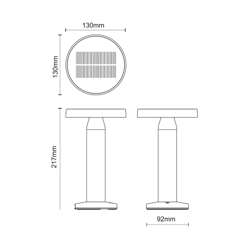 Zuma Line - Dimmbare, aufladbare LED-Solar-Tischleuchte LED/2W/2000 mAh IP44 schwarz