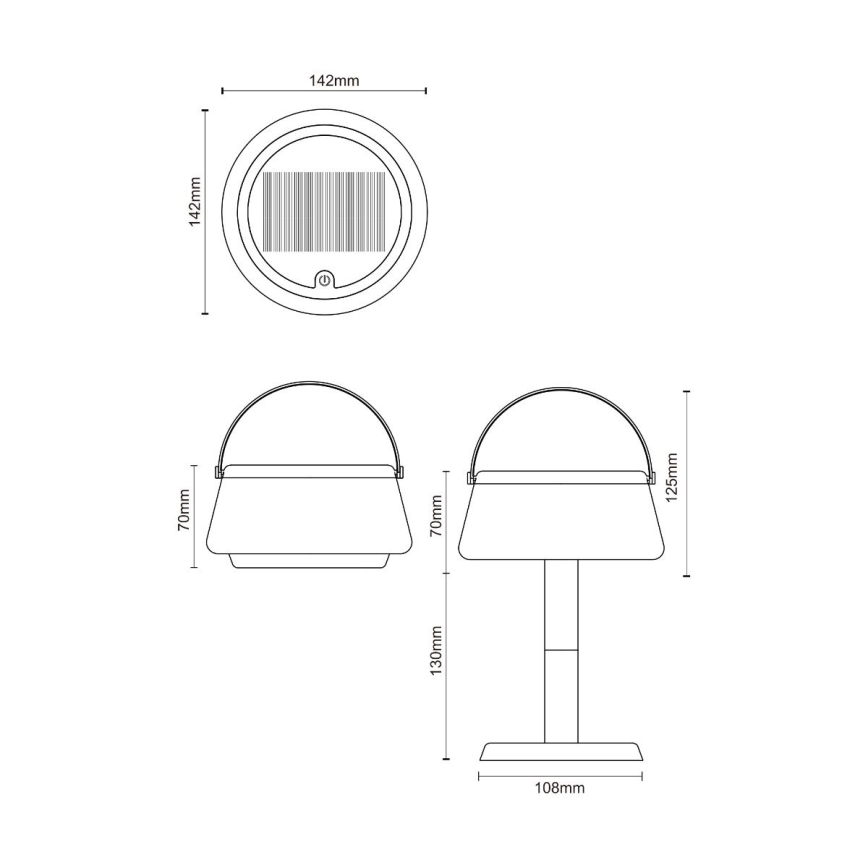 Zuma Line - Dimmbare, aufladbare Solar-Tischleuchte LED/2,2W/2000 mAh IP44 schwarz