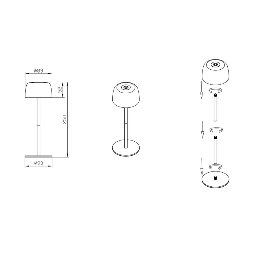 Zuma Line - Dimm- und aufladbare LED-Tischleuchte LED/2W/1200 mAh IP44 cremefarben
