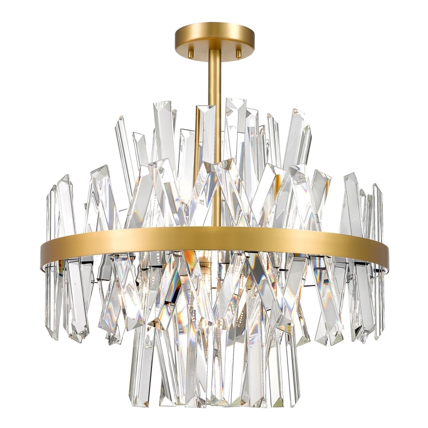 Zuma Line - Kristall-Kronleuchter an Stange 8xG9/28W/230V d 50 cm golden