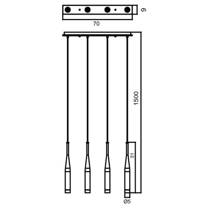 Zuma Line - Kronleuchter an Schnur 4xG9/40W/230V