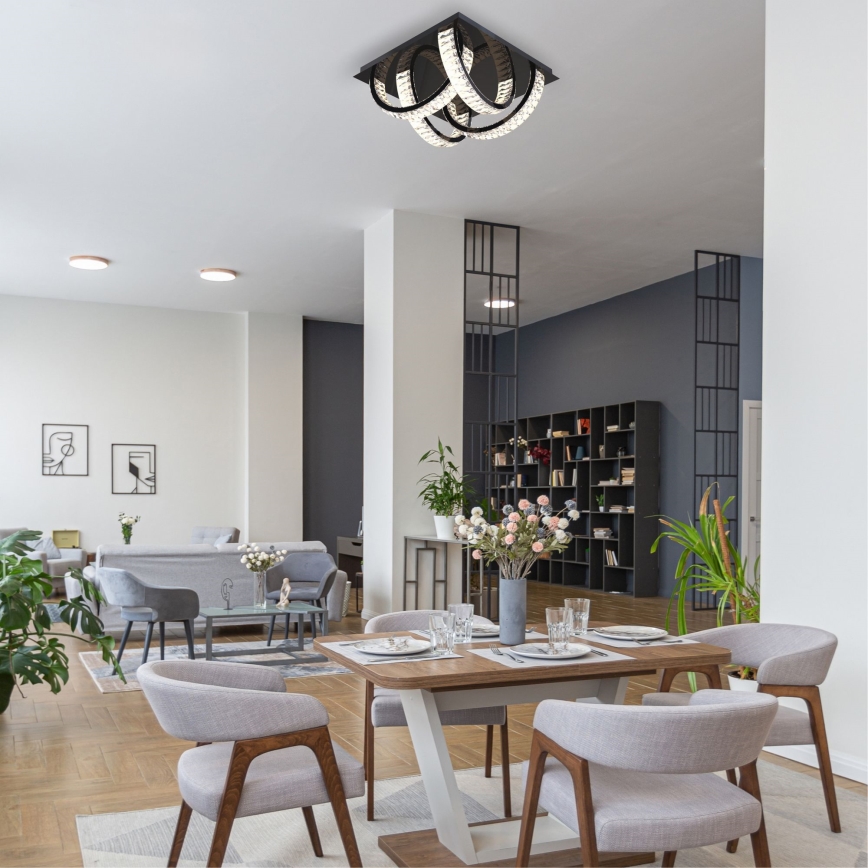 Zuma Line - LED dimmbares Kristall-Deckenleuchte LED/23,5W/230V 2700-6000K Schwarz + Fernbedienung