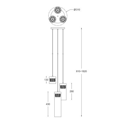 Zuma Line - Kristallkronleuchter an Schnur 3xG9/28W/230V