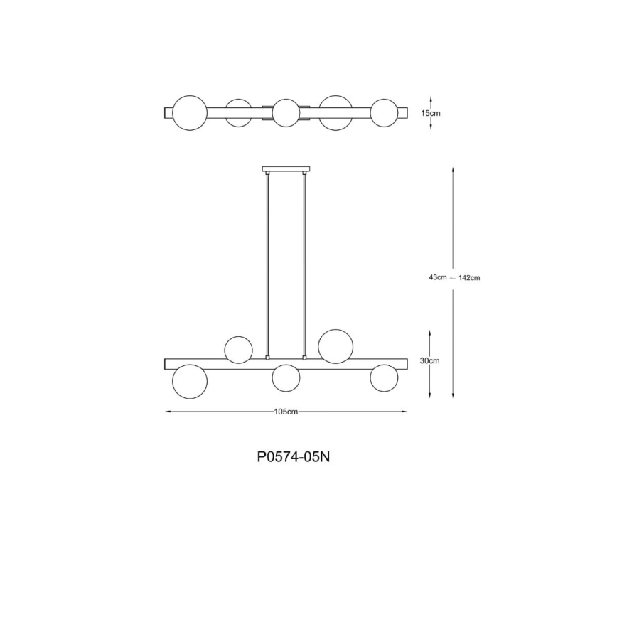Zuma Line - Pendelleuchte mit Kabel 5xG9/33W/230V goldfarben