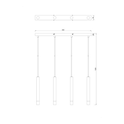 Zuma Line - Hängeleuchte mit Drahtseilaufhängung 4xG9/5W/230V goldfarben
