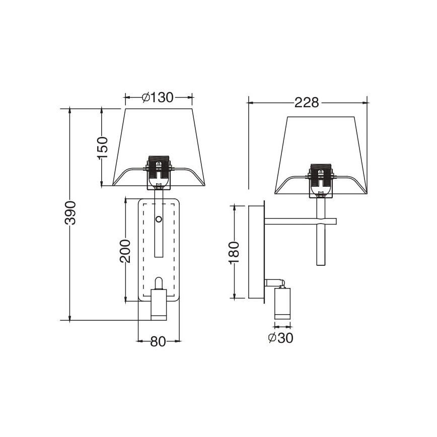 Zuma Line - LED-Wandleuchte 1xE27/40W/230V + LED/2,5W schwarz/weiß